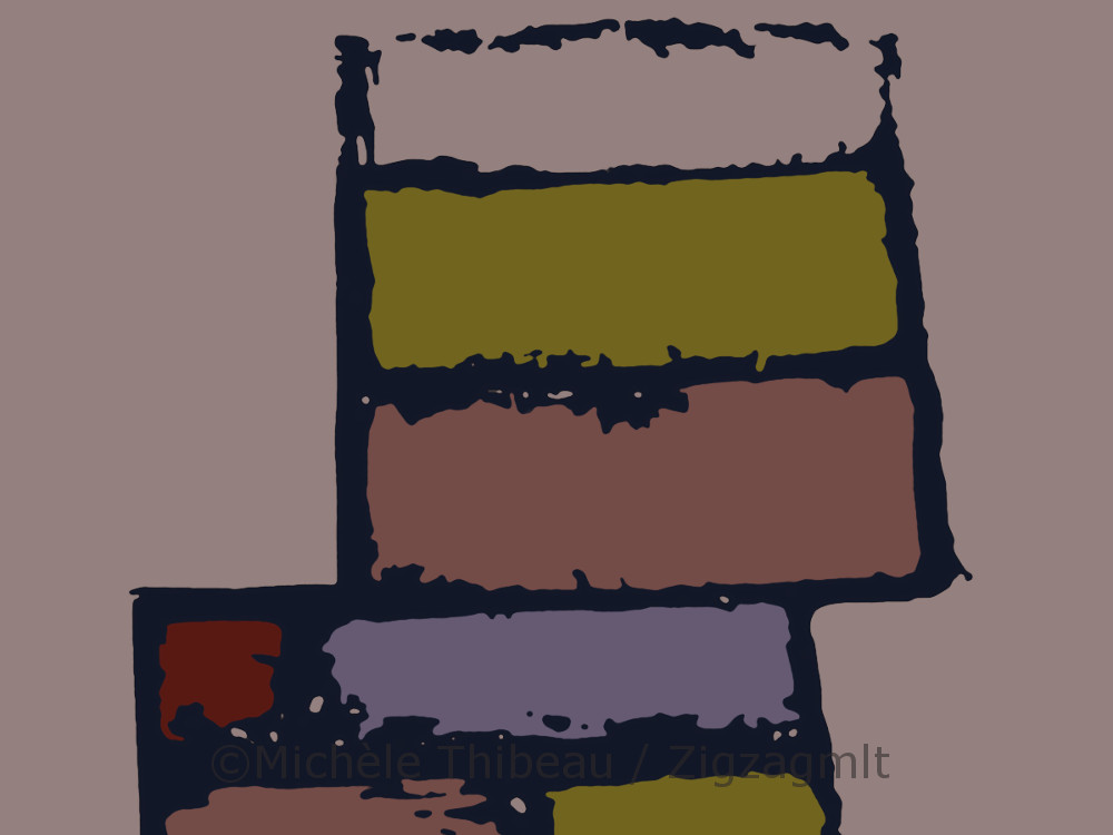 Parlipillar 1 Deconstructed Top A top view of the outline of the stone and brick, recoloured. It seems to hint at the shape of an animal in this crop.