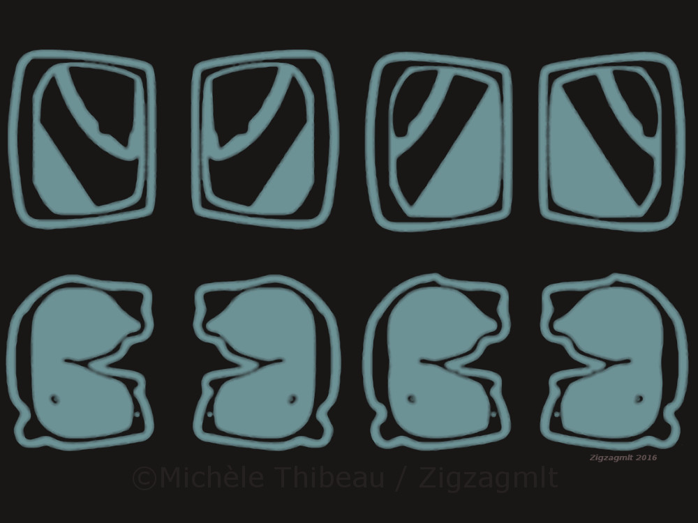 Symbols - 2016 Symbols found through exploration of recolouring and deconstructing designs in an image of a stone pillar.