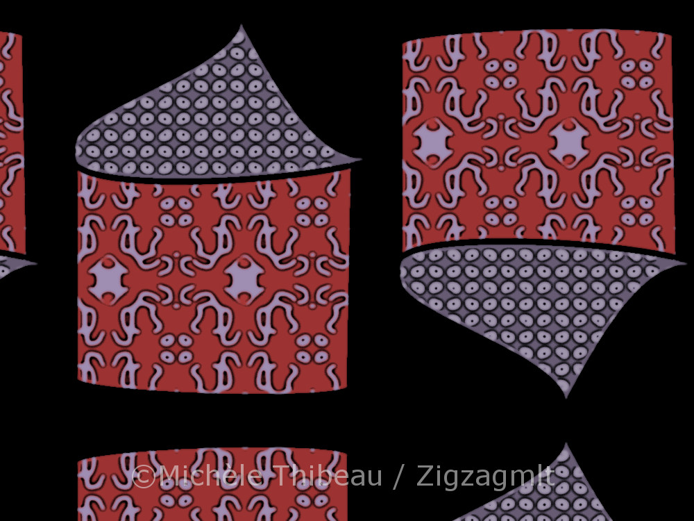 Digital design recoloured with previous patternwork. This house has been rendered in several different colorways.