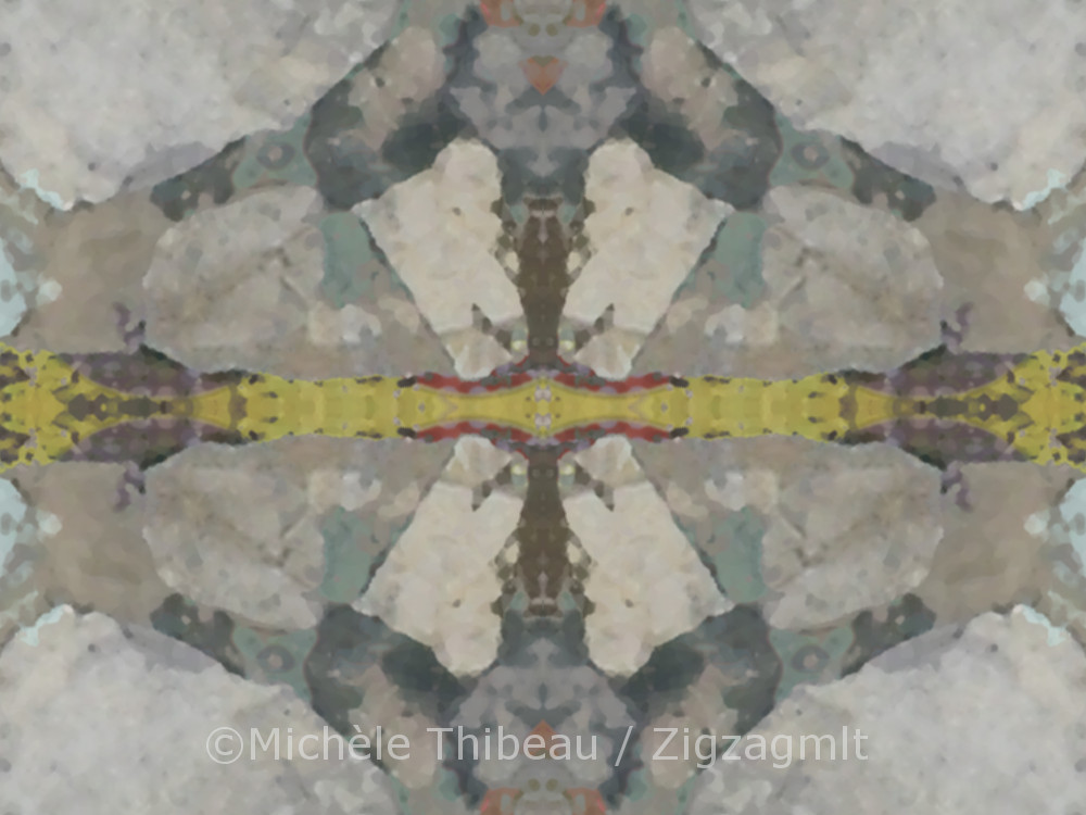 Rock Wall Crop Inspired by a photo of a rock wall. Recoloured image. An abstract exploration of the colours and shapes of stones.