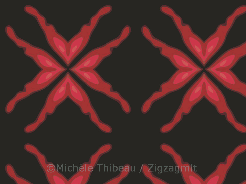 This red seed was hidden in the original patterns. Pulling it out makes a perfect coordinating repeat design.