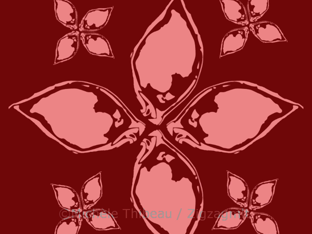 D's Rose 4 Flowers The original rose shape has become petals to create new flowers in this design, seen in red and pink.