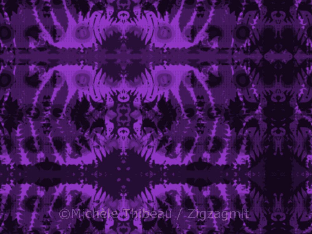 D's Fern Leaf Purple Adding one colour, this time purple, enables us to see different shapes highlighted. Can you see the aliens?