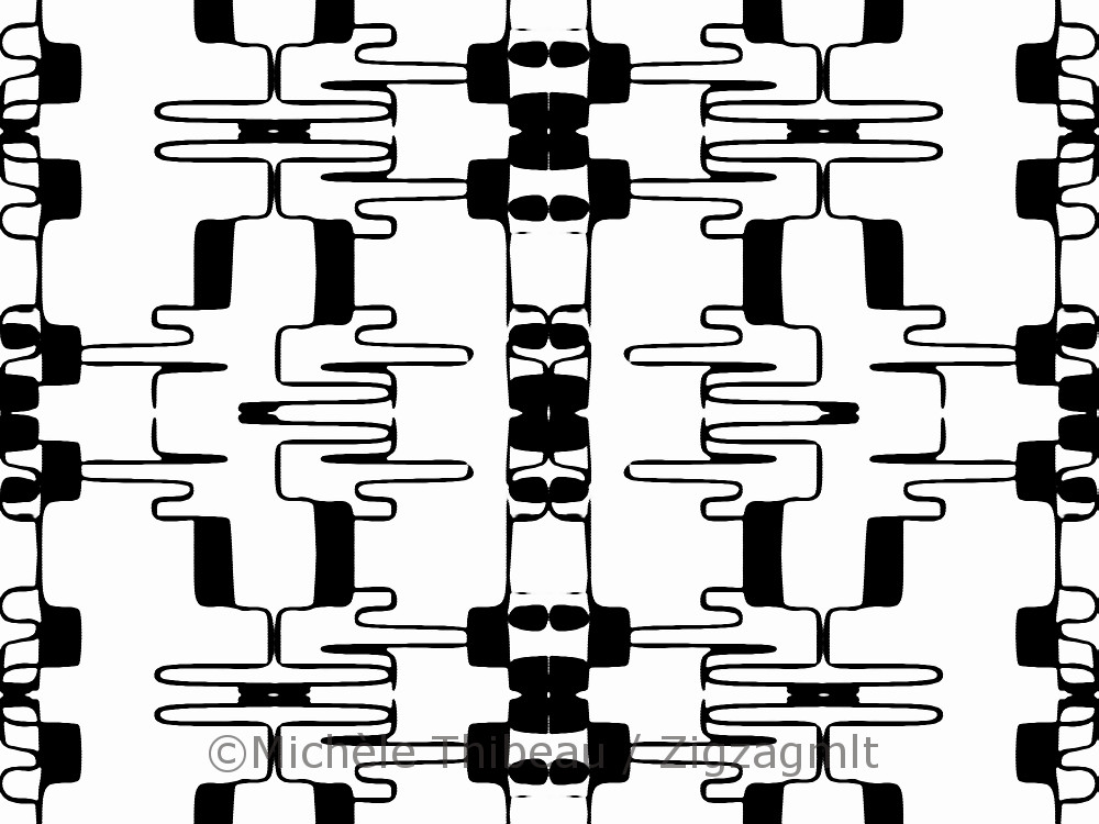 This repeat was created from an odd little graphic, turned black and white. Robot eyes are watching you!