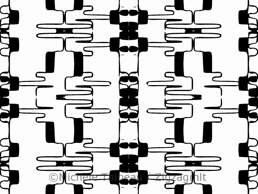 Geometric Robot This repeat was created from an odd little graphic, turned black and white. Robot eyes are watching you!