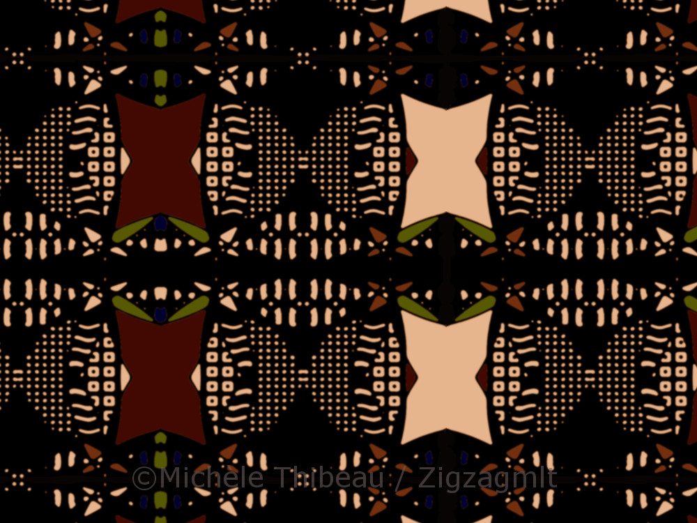Circle Patchwork Twice Cropped Another batik-inspired design. Dark browns, bright beige and a host of accent colours create movement here.