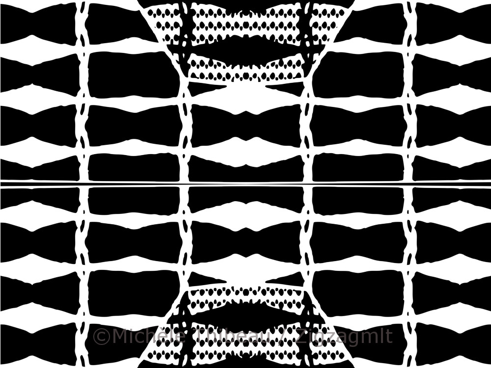Flower BV Horizontal Experimenting with a basic geometric flower shape and pattern. Playing with scale in black and white.