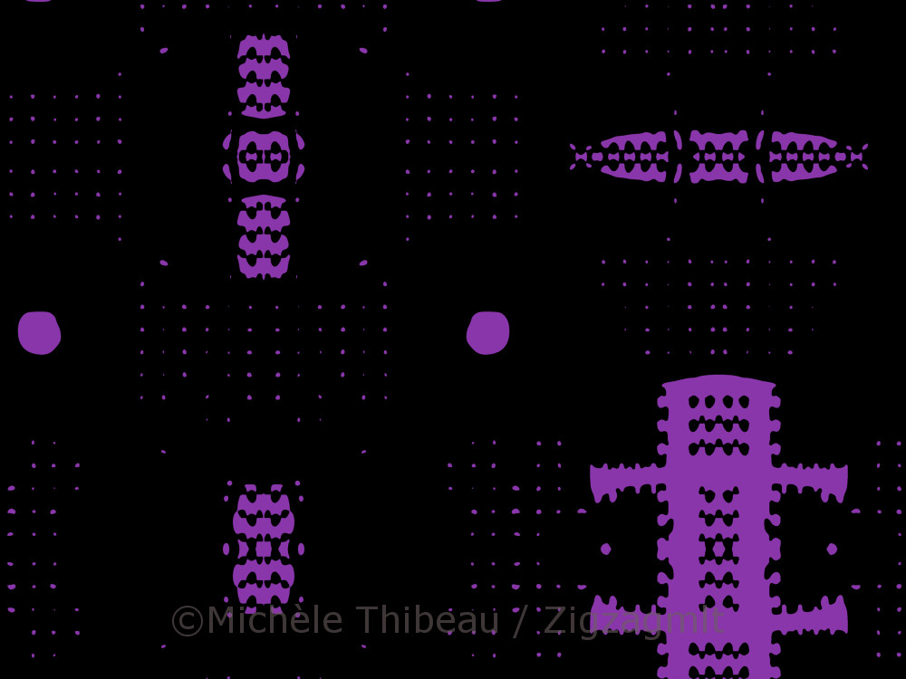 Flower Monster Crop Bold colours and bright, contrasty shapes dominate this repeat pattern. Could be waves or teeth or submarines...