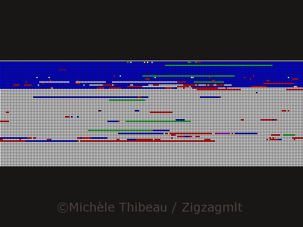 Capture Beginning Defrag Screenshot of a computer being reorganized. It seemed a great challenge to reproduce in a pattern.