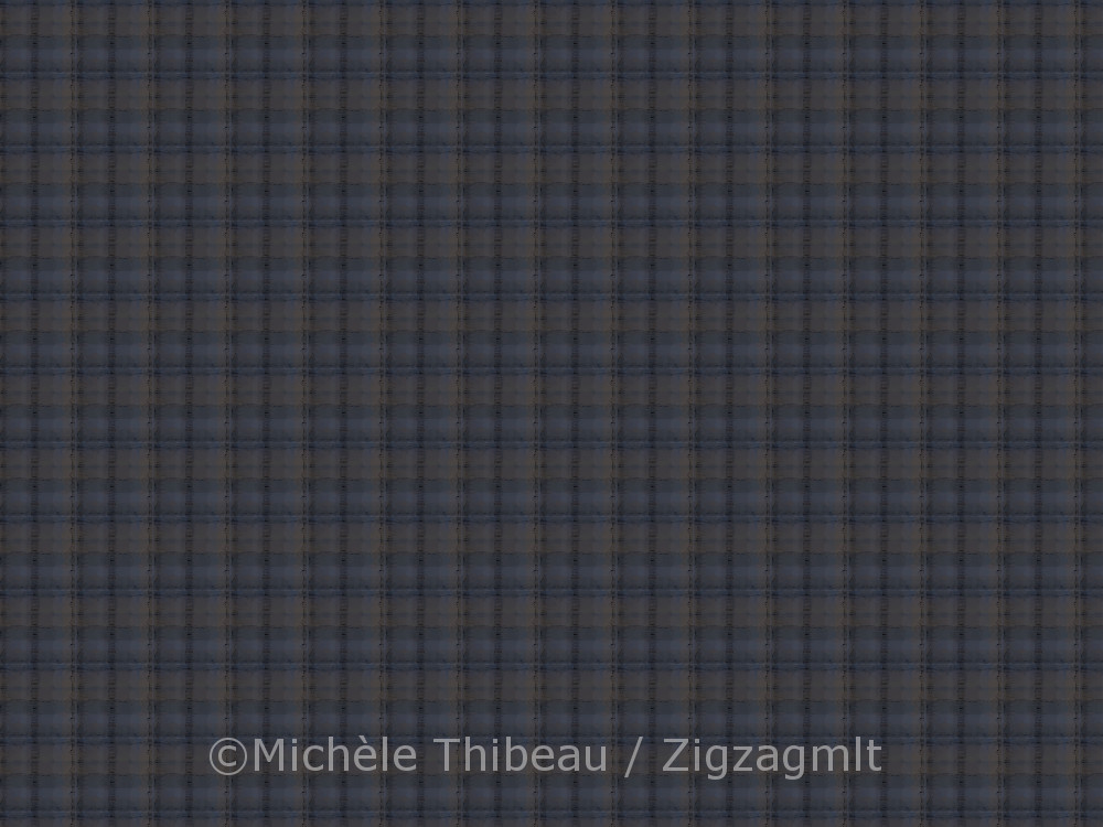 Paspebiac Wharf Plaid There was no resisting trying my hand at a plaid with this one. Small scale with bluish purples, black and beige.